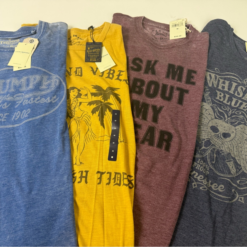 Lucky Brand T-Shirt Bundle of 4 NWT Tees New Triumph Island Hula Girl Whiskey